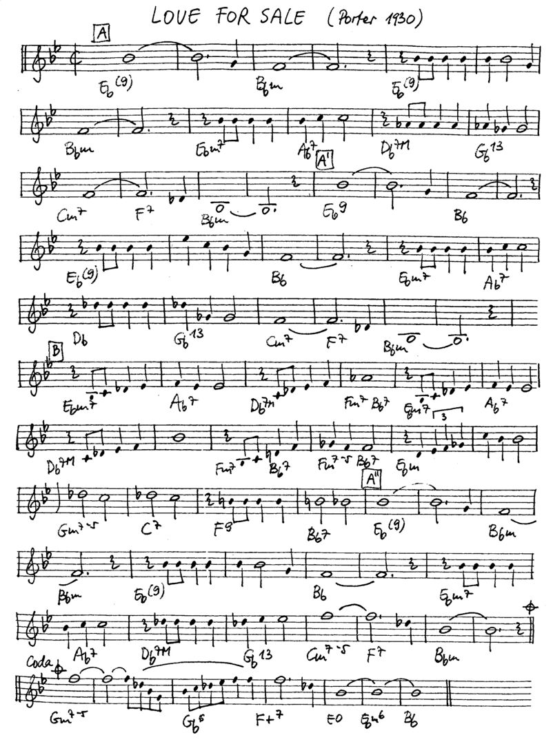 love for sale leadsheet – book us for your next 20s or gatsby event